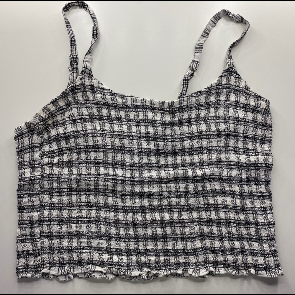 black and white plaid tank with adjustable straps